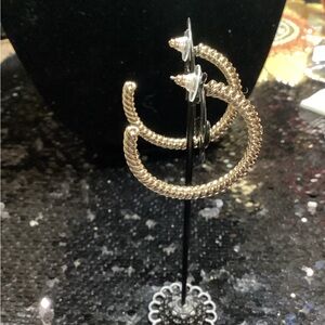 Betsey Johnson Gold Textured Hoop Earrings